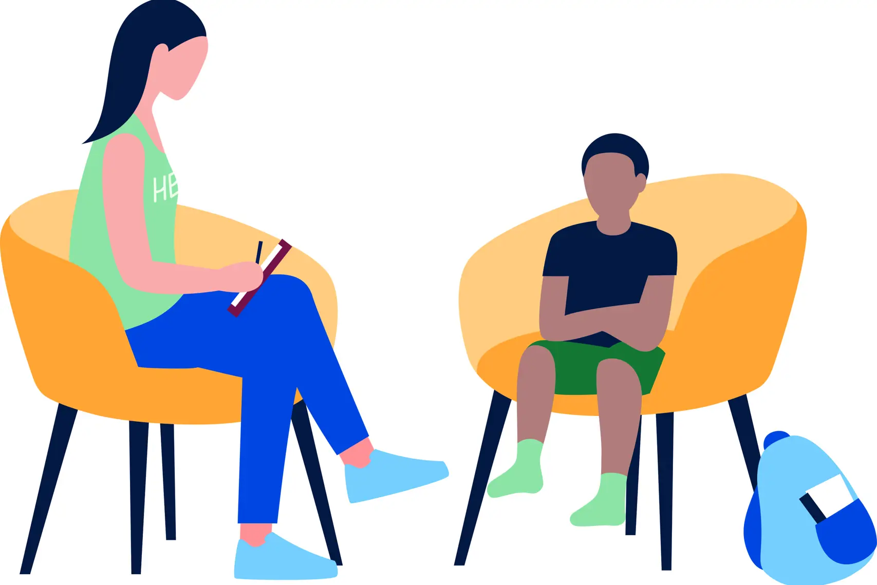 En person som sitter på en stol