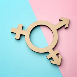 Blå og rosa bakgrunn - symbol for transperson