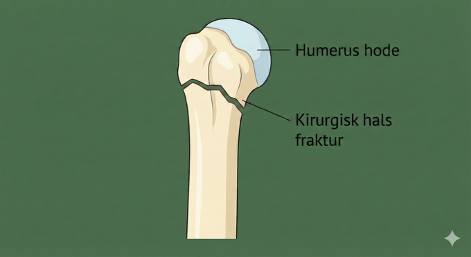 Illustrasjon av todelt proximal humerusfraktur