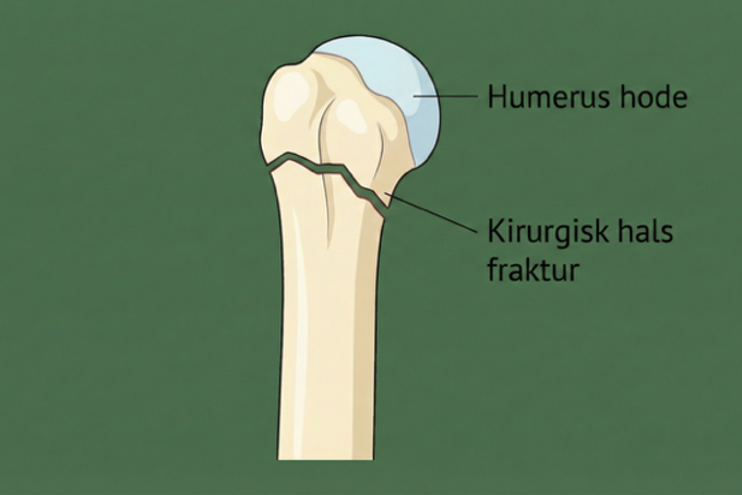 Illustrasjon av todelt proximal humerusfraktur