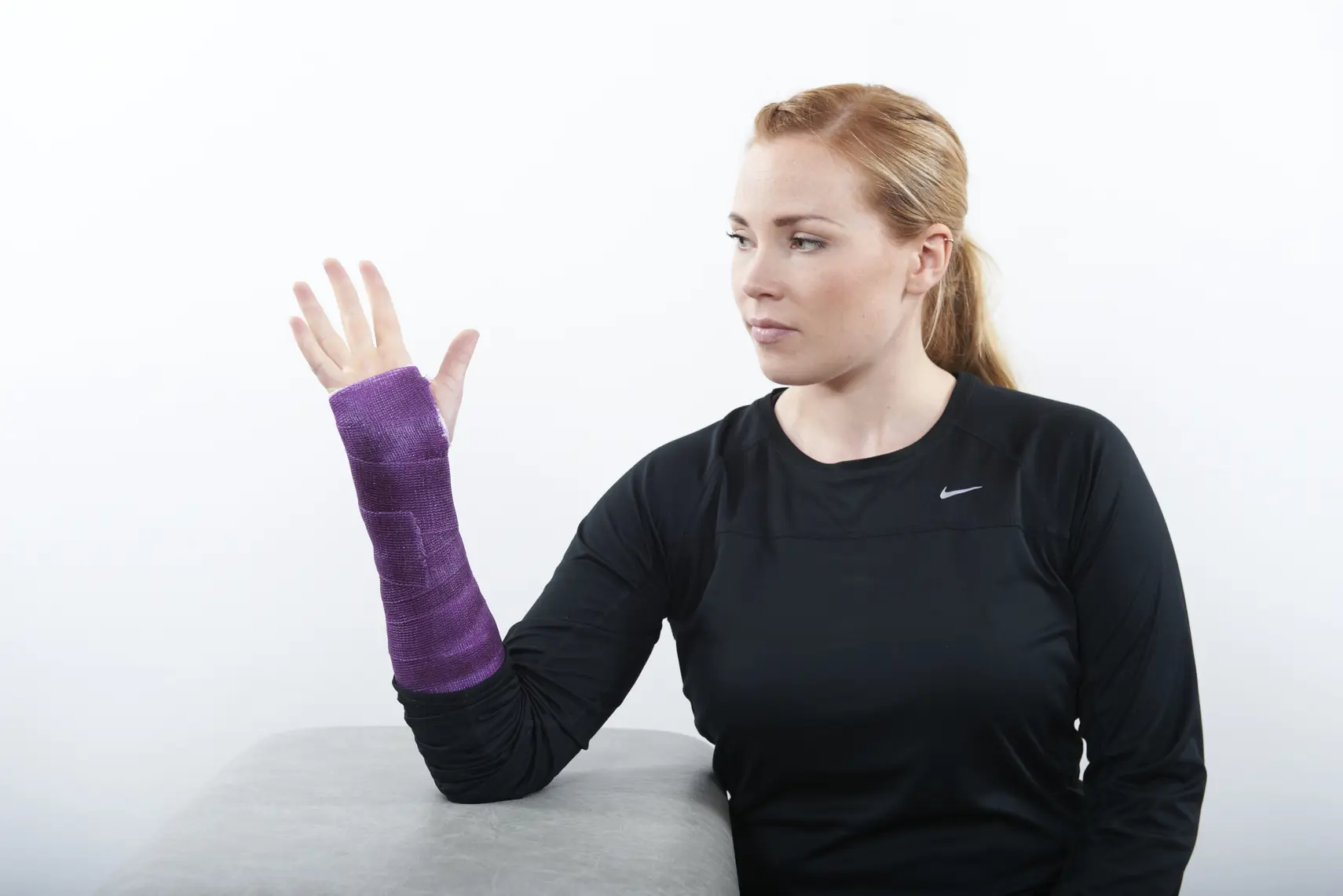 A person with the arms raised