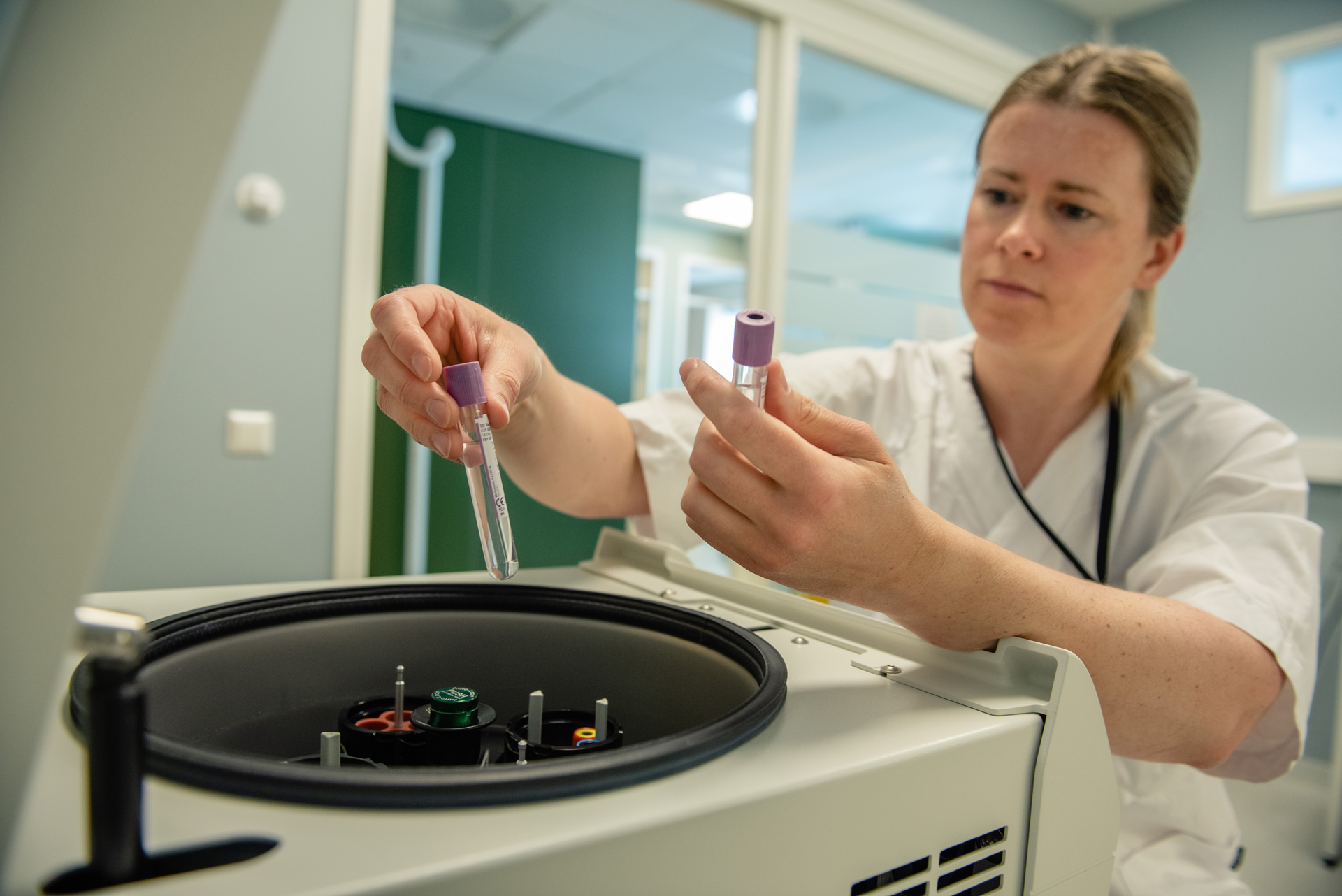 A person holding a device
