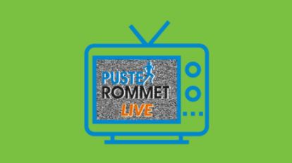 Grønn bakgrunn med logo som sier Pusterommet live