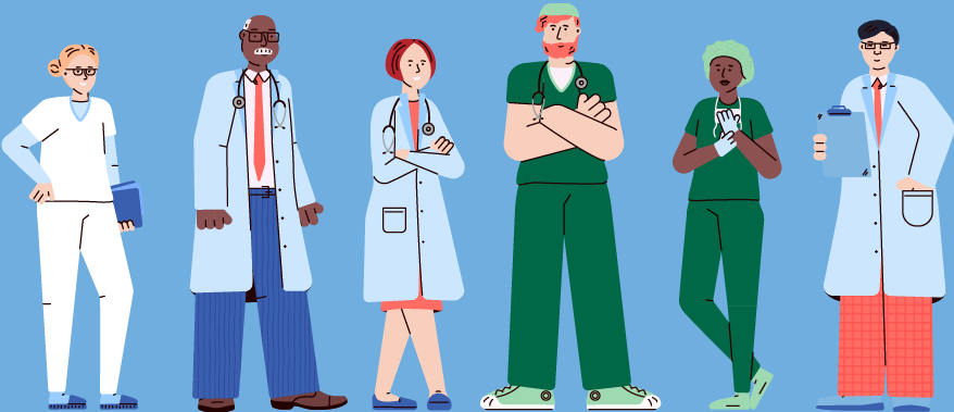 Grafisk illustrasjon av helsepersonell