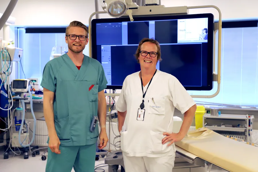 Intervensjonsradiolog Dan Levi Hykkerud og overlege Marianne Altmann