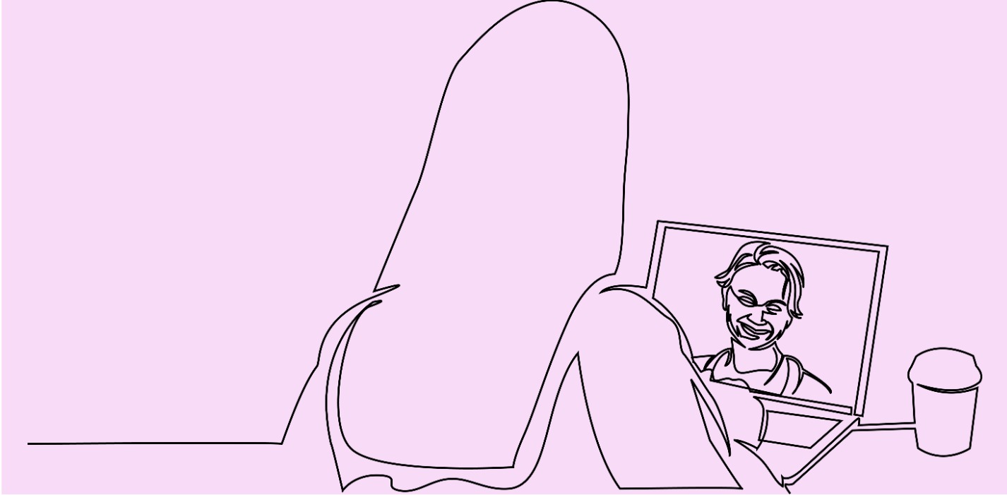 Illustraskjon av person foran en laptop