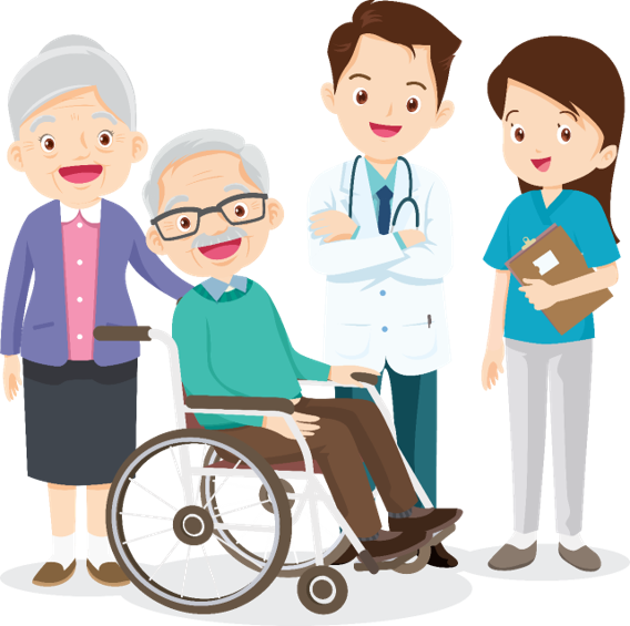 En gruppe mennesker i rullestol