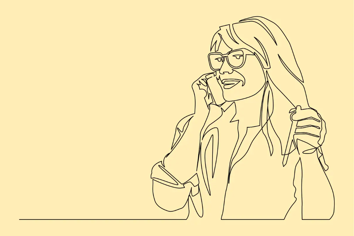 Kvinne i telefon - illustrasjon