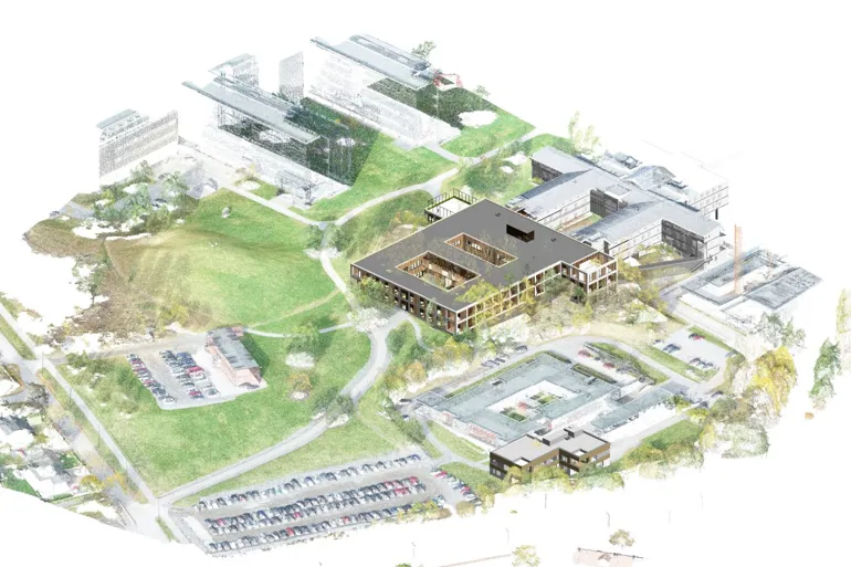 Illustrasjonsbilde av nytt psykiatribygg på Ahus Nordbyhagen.
