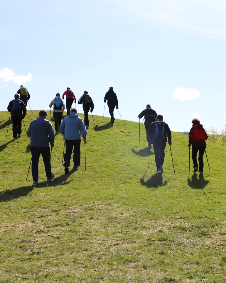 Deltakere Hjerteskolen stavgang opp bakken
