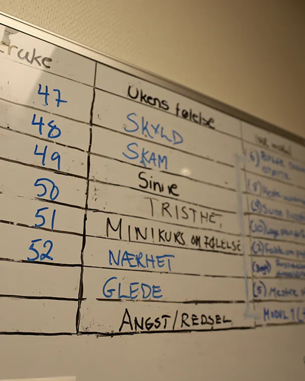 En tavle med skrift på